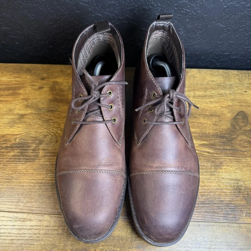 Clarks Tilden Top Brown Leather Cap‎ Toe Chukka Ankle Boots Mens Size 10